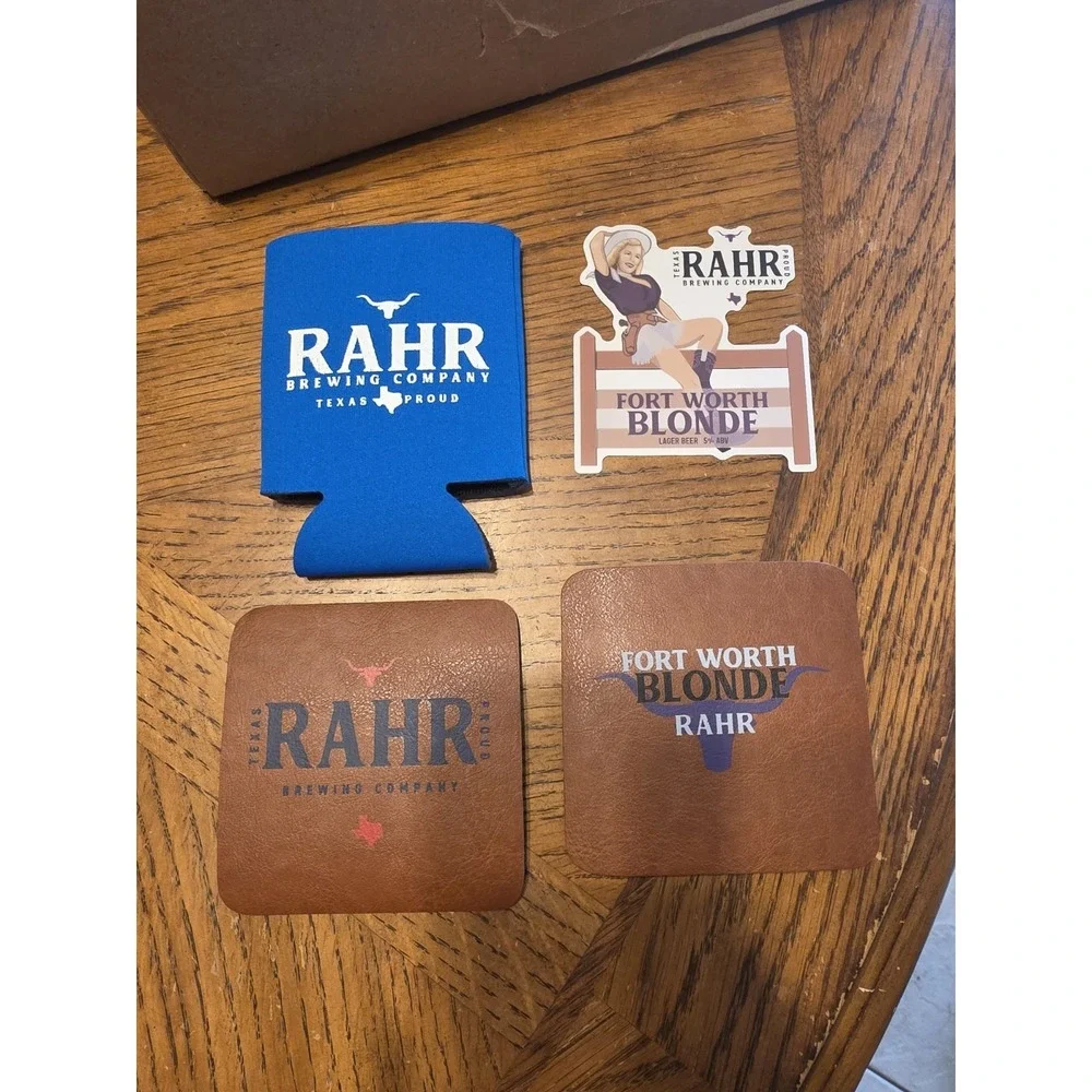RAHR Brewing Company‎ Texas Proud Koozie, Sticker,  2 Coasters